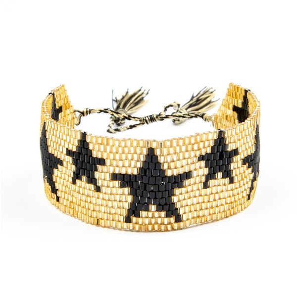 

bohemia handmade star friendship bracelets ethnic women girls accessories beads rope wrap bracelet charm jewelry girlfriend gift, Golden;silver