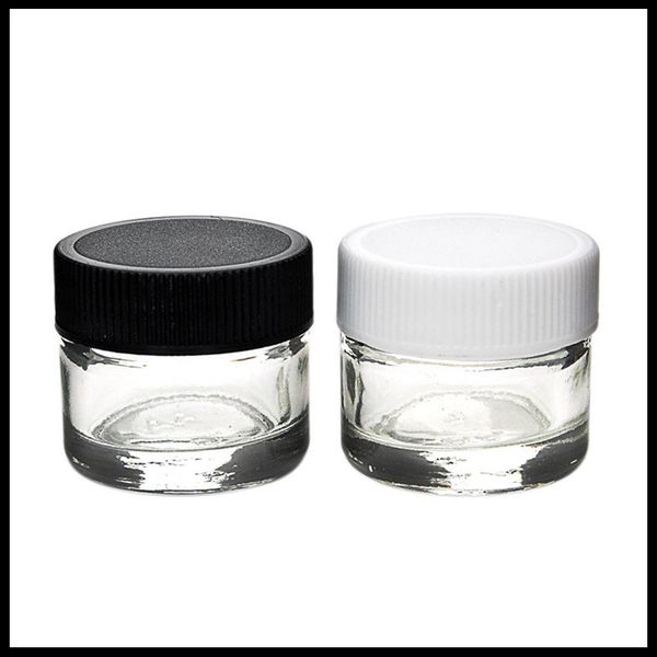 

5мл Glass Jar Премиум Glass Container Воск Dab Jar сухой травы Контейнер с крышкой черный DHL Free