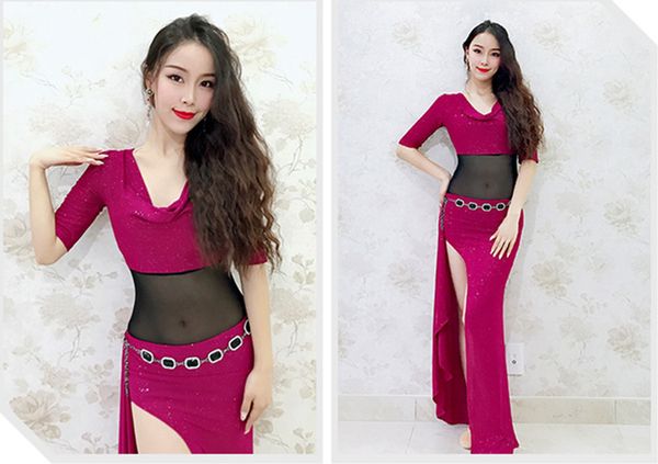 

bellydance oriental belly desert eastern swing saidi baladi bellydancing dance costumes bra belt robe skirt wear set 4007, Black;red
