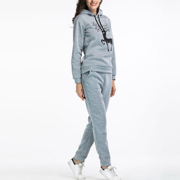 

christmas tracksuit women clothes ropa deportiva mujer 2 piece set women elk printed sports set hoodies sweatshirts+ sweatpants, White