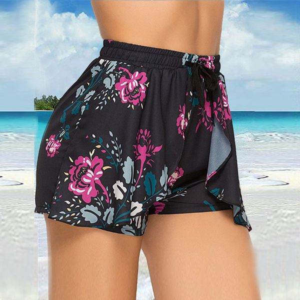 

summer women beach shorts fashion casual printed waist drawstring shorts loose women's elastic waist femme