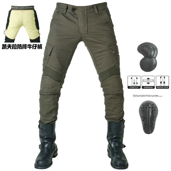 

new men's motorcycle stylish riding wear-resistant ke v lar jeans biker slim casual pants with protector, Black;blue