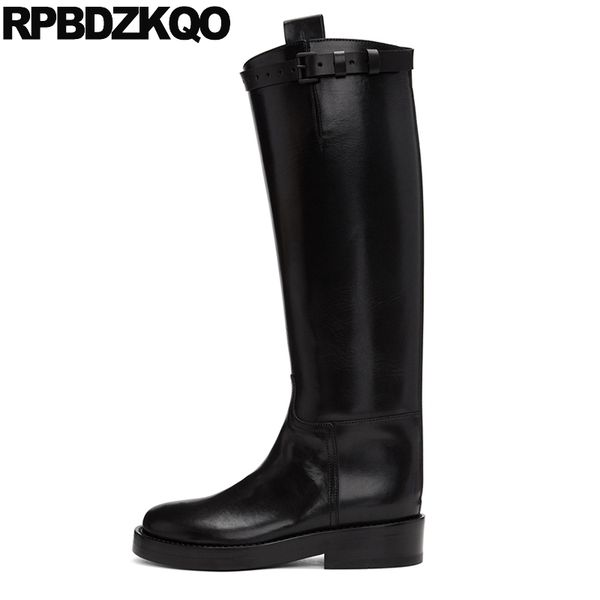 

shoes brand women winter boots genuine leather flat biker black luxury motorcycle zipper riding knee high tall long equestrian