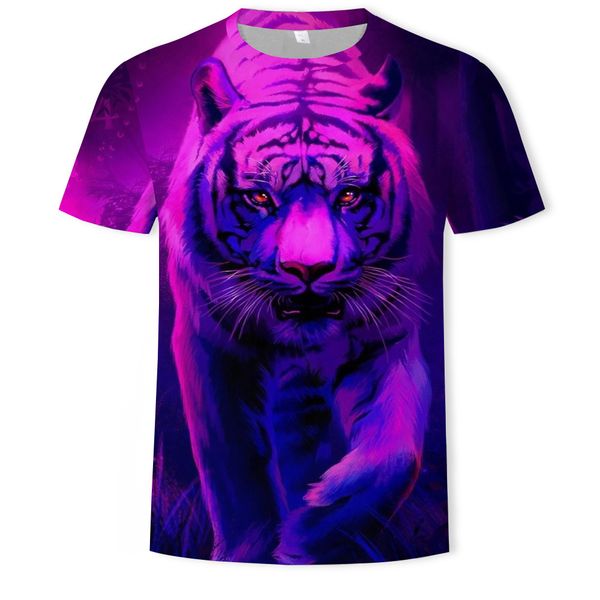 

mens designer summer color tiger digital 3d printing short sleeve t-shirt short sleeve, White;black