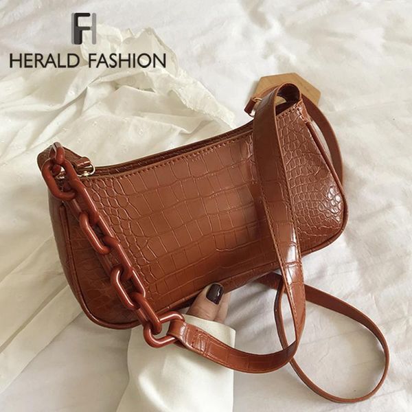 

vintage alligator baguette shape bag leather handbag 2020 new fashion shoulder bag womens messenger crossbody bags
