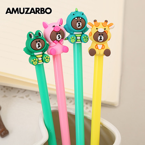 

cartoon black ink gel pen cute bear 3d silicone ice cream black white cat gel pen writing signature pens kids gift stationery