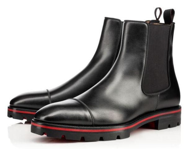 

роскошная человек ботильоны red bottom melon boots black телячьей rubber lug подошва мужская мода booty famous венчания партии