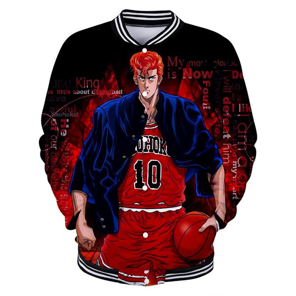 

японский аниме slam shohoku 3d baseball jacket coat hip hop мужчины женщины hoodie толстовка с длинным рукавом 3d толстовки куртки tops, Black;brown