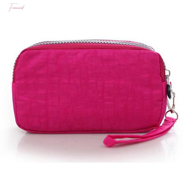 

3 zippers wallet women 2019 canvas coin purse cards keys wallets high capacity multi layered purses and handbags portefeuilles, Red;black