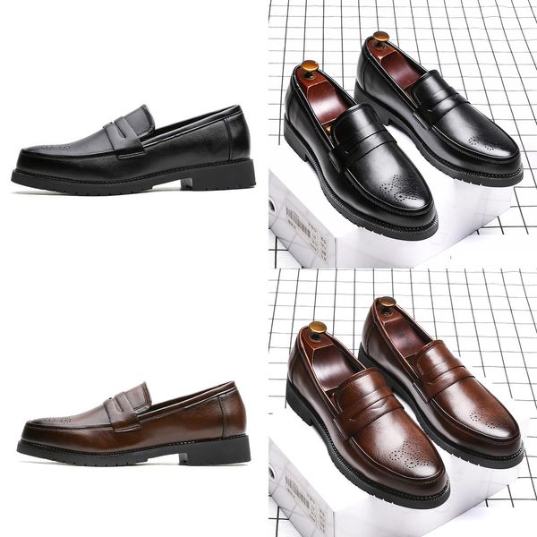 

2019 autumn men dress shoes handmade bullock style paty leather wedding shoes men flats leather oxfords formal shoes, Black