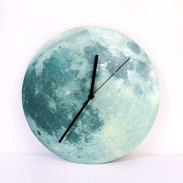 

creative luminescent wall clock 40cm home nightlight moon clock moon wall sticker