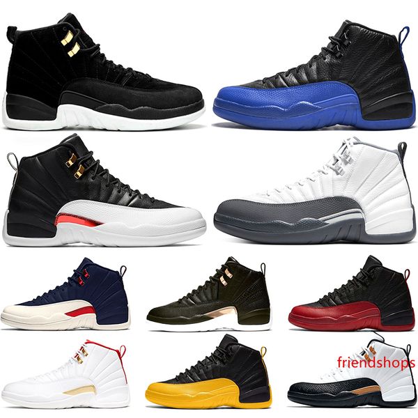 

12 reverse taxi 12s fiba men basketball shoes the master midnight black dark grey mens trainers sneakers sports size 7-13 wholesale