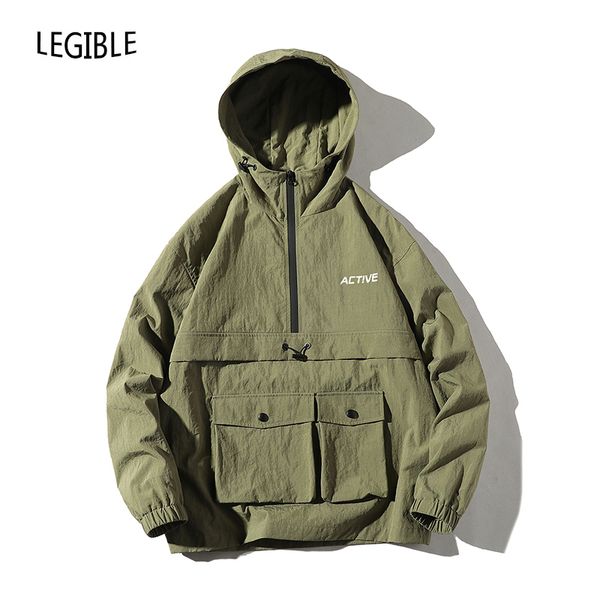 

legible hip hop jacket men coat hooded windbreaker jacket men spring autumn new casual loose hoodie japannese streetwear, Black;brown