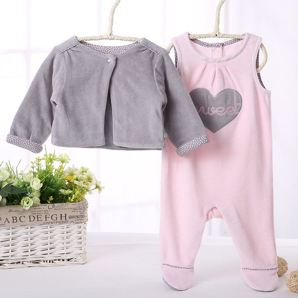 

baby clothes 2pcs pack set baby girls clothes rompers and coat kids jumpsuit pyjamas kids set overalls long sleeves, White