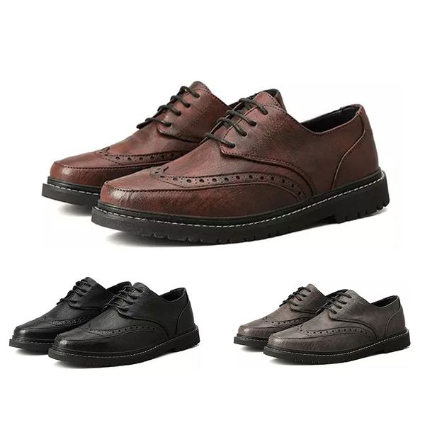 

men shoes pu leather black brown dark grey fashion sports sneakers size eur 40-45, White;red