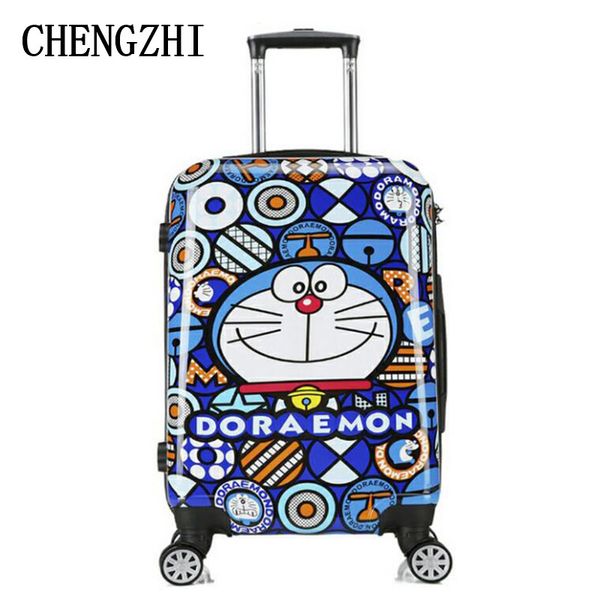 

chengzhi 20"24" дюймовый мультфильм робот кошка прекрасный пк прокатки багажа ребенок дорожный чемодан на колесах
