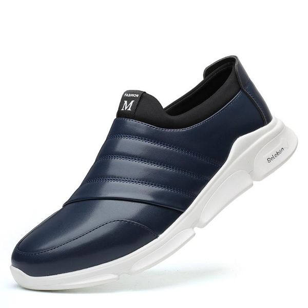 

men casual shoes fashion leather men shoes sneakers outdoor breathable flats male loafers walking footwear plus size 38-48, Black