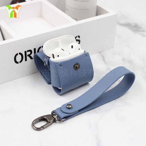 

2020 airpods case 1/2/3pro protective shell color matching leather bluetooth headset holster korean pu wireless headset bag delivery lanyard