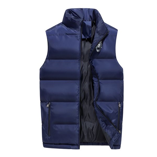 

men's sleeveless cotton-padded jacket winter men's sleeveless vest with warm paka color and strong winter leisure vest, Black