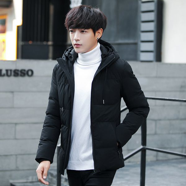

men's down & parkas winter coat men 2021 para hombre korean quilted jacket hooded plus size 4xl slim fit solid, Black