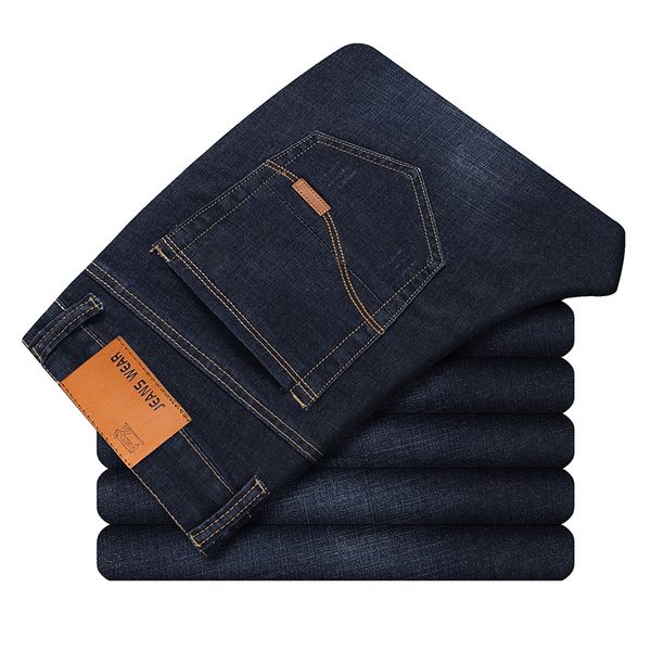 

2019 new denim pants trousers men's jeans business fashion classic style elastic slim trousers jeans male black blue sky blue
