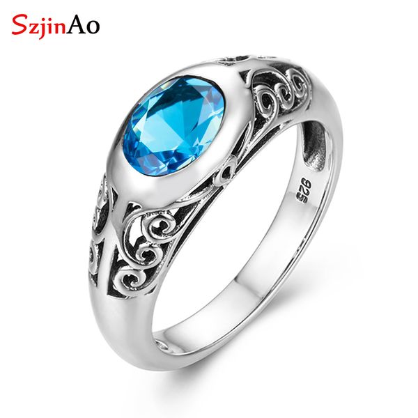 

cluster rings szjinao wholesale solid 925 sterling silver finger for women august birthstone peridot ring unique fine jewelry, Golden;silver