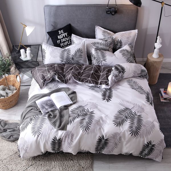 

solid color bedding set cotton sanding double spell 4pcs bed sets bedclothes duvet cover sheets pillowcase comfortable coverings