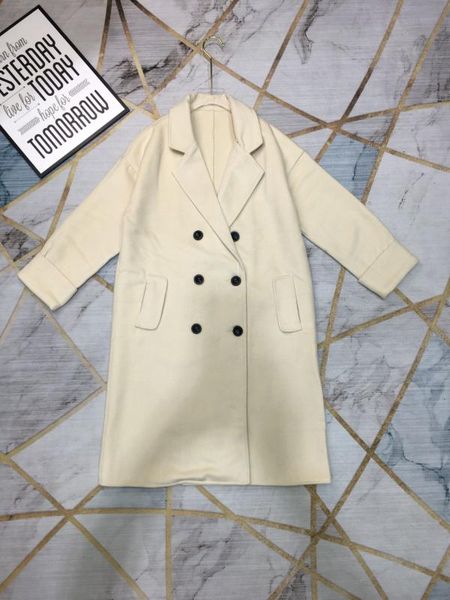 

2019 new winter lapel double thick woolen coat and long sections 1224, Tan;black