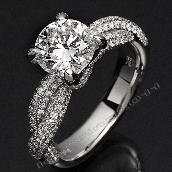 

виктория вик роскошные ювелирные изделия динозавр коготь набор 3ct diamonique cz алмаз 14kt белое золото заполненные обручальное кольцо коль, Silver