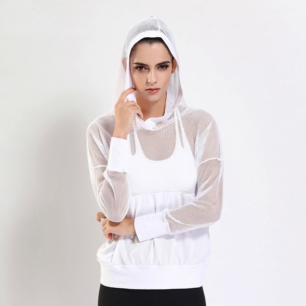 

besgo mesh yoga coat outdoor sport long sleeve shirts running breathable outerwear sports sweatshirt fitness yoga sweatshirt, Black;red