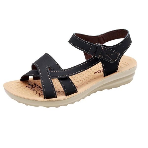 

sandals sagace platform wedges shoes for women cork ladies summer fashion leather comfort big size, Black