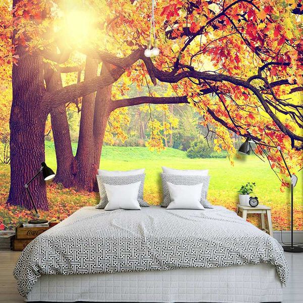 

drop shipping custom 3d p wallpaper mountain forest autumn natural landscape non-woven art mural wallpaper