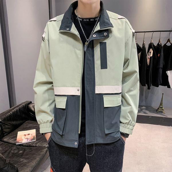 

бренд 2020 новая куртка мужчины повседневная лоскутная печать ветровка куртка мужчины весна осень мода хип-хоп пальто уличная одежда ds43, Black;brown