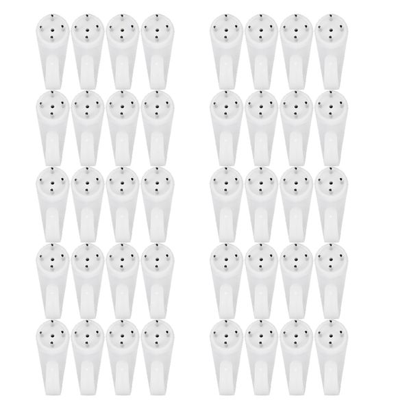 

40 pieces plastic hard wall picture frame hooks hangers multi purpose 3-pin