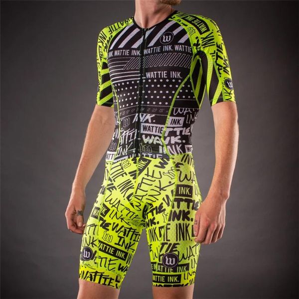 

wattie 2020 cycling skinsuit triathlon speedsuit trisuit bike short sleeve maillot bicycle running clothing ropa ciclismo hombre, Black;blue