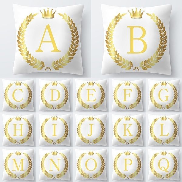 

1pcs золото английского letters наволочка полиэстер подушка обложка бросьте наволочки для дивана главной сиденья декоративных подушек чехлов