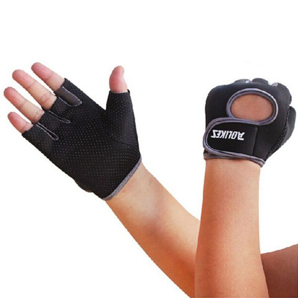 

1 pair men women sports gloves fitness exercise training gym bicycle cycling boating gloves anti-slip resistance weightlifting, Black
