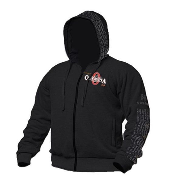 

mens fitness hoodie fitness bodybuilding sweatshirt mens pullover sportswear exercise hooded jacket clothing asian size m-2xl, Black