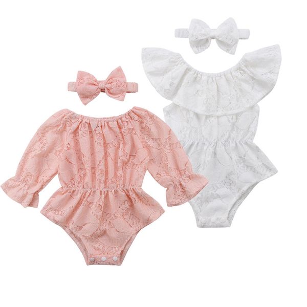 

2018 pure color lace clothes newborn infant baby kids girls collar solid summer bodysuit casual outfits, Blue