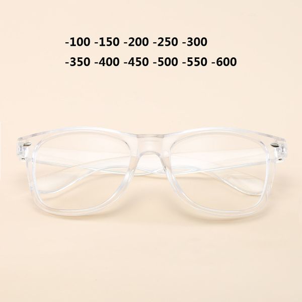 

men's fashion square transparent frame glasses women rivet optical myopia eyewear eyeglasses -100 -150 -200 -250 -300 -350 -400, White;black