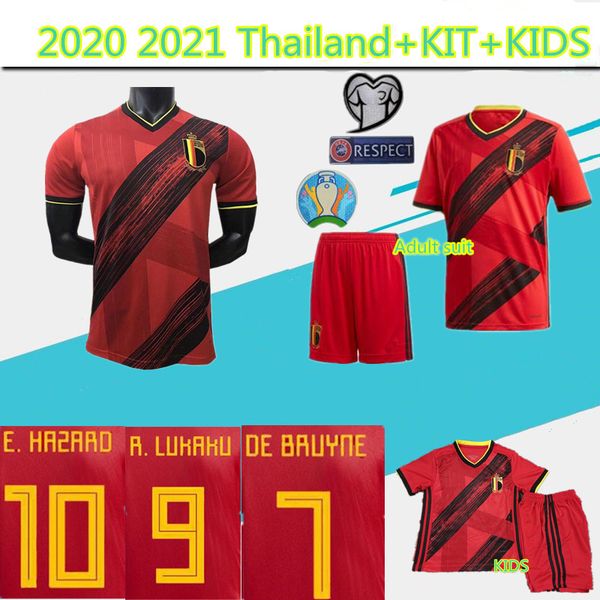 

2020 european cup belgium home jersey de bruyne football jersey uniform e.hazard camisetadefÃºtbol 20 21thailand + kit + kids football jersey, Black;yellow