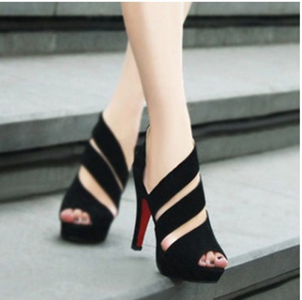 

2018new big size 34-43 thin high heels woman shoes gladiator party dating sandals shoes adies office work sandalias, Black