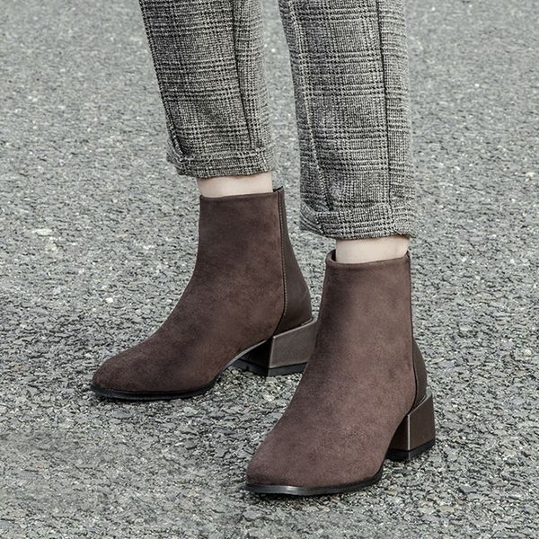 

fashion thick with high heel boots women boots autumn and winter ladies ankle ladies zipper, Black
