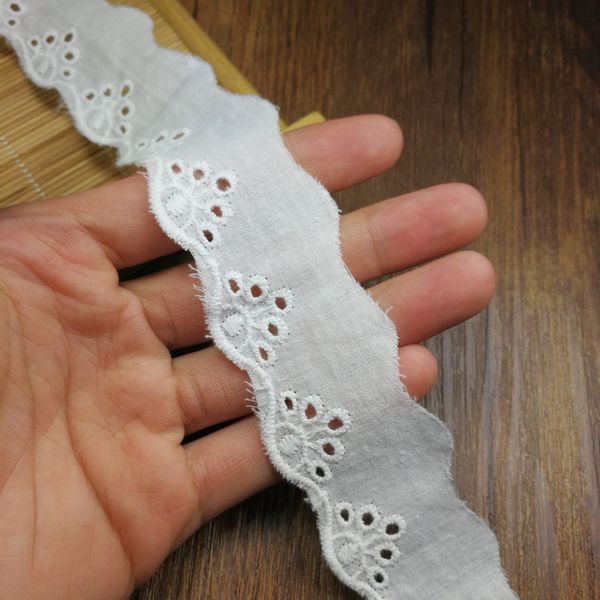 

hollow floral embroidered lace white cotton lace for pillows handcraft bedding curtain children cloth decoration diy sewing, Pink;blue