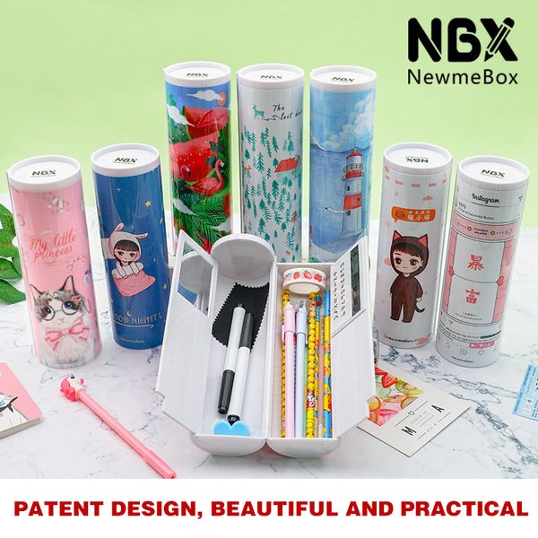 

nbx pencil case big capacity pencil box makeup pen pouch durable student stationery with double-deck pen holder of school office