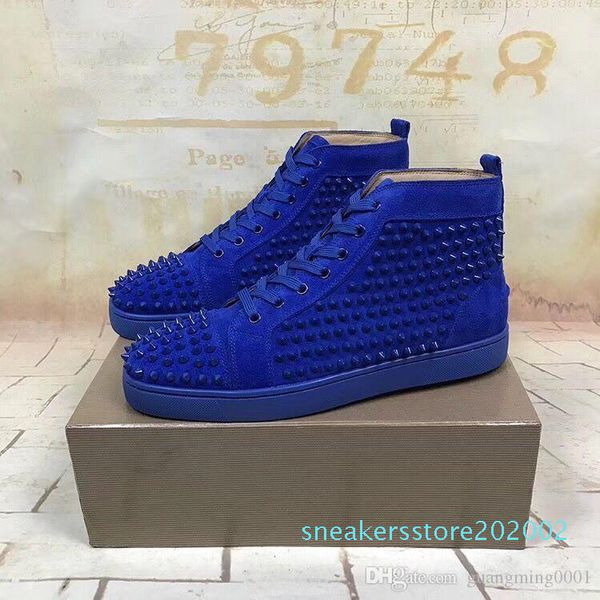 

new arrival mens womens black matter leather with black spikes high sneakers,designer men causal sports shoes drop shipping s02