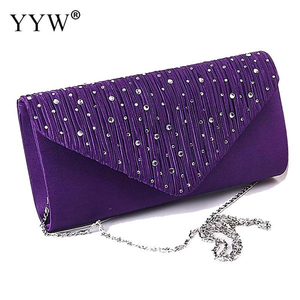 

diamond baguette clutch bag for women evening party bag purple women's satin clutches handbags lady's shoulder