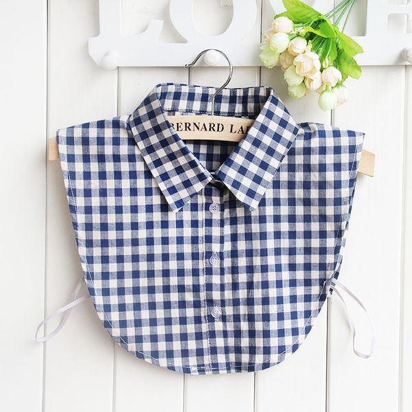 

mantieqingway casual plaid printed fake collar for women detachable collars blouse lapel sweater false collar accessories, Black;blue