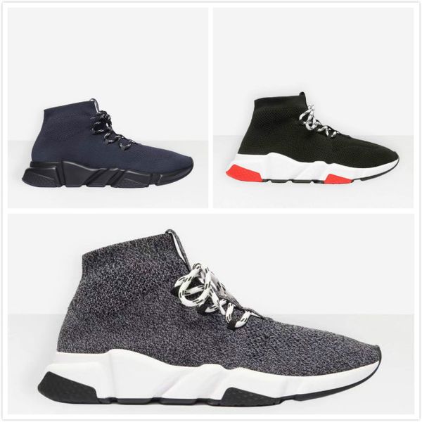 

2019 lace-up luxury designer casual sock shoes lace up speed trainer brand red triple black brand fashion socks trainer sports sneakers