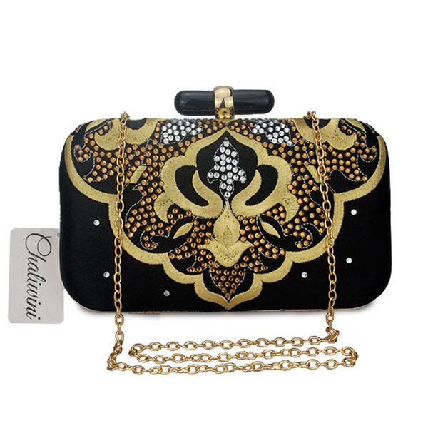 

women clutch evening bag beaded crystal lady wedding purse rhinestones handbags gold black evening clutch bags for women